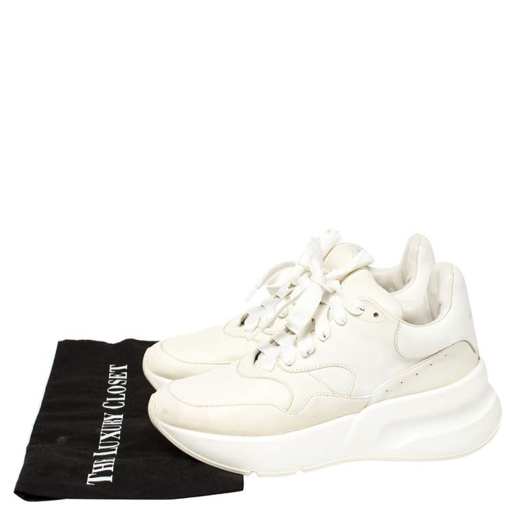 Pre Owned Alexander McQueen White Leather Oversized Sneakers Size 36