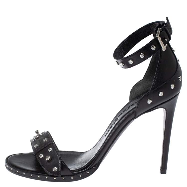 Alexander McQueen ankle-strap leather sandals - Black