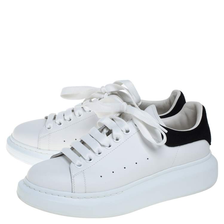 Pre Owned Alexander McQueen White/Black Suede And Leather Oversized Sneakers Size 40