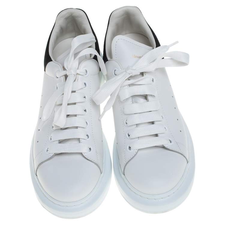 Pre Owned Alexander McQueen White/Black Suede And Leather Oversized Sneakers Size 40