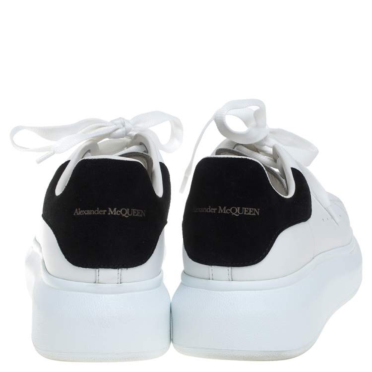 Pre Owned Alexander McQueen White/Black Suede And Leather Oversized Sneakers Size 40