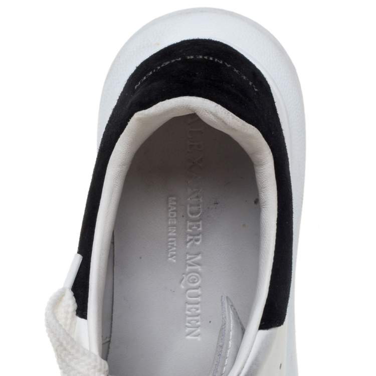 Pre Owned Alexander McQueen White/Black Leather And Suede Larry Sneakers Size 36.5