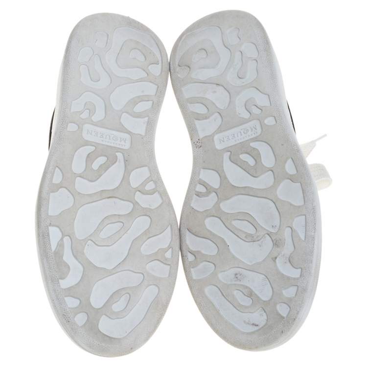 Pre Owned Alexander McQueen White/Black Leather And Suede Larry Sneakers Size 36.5