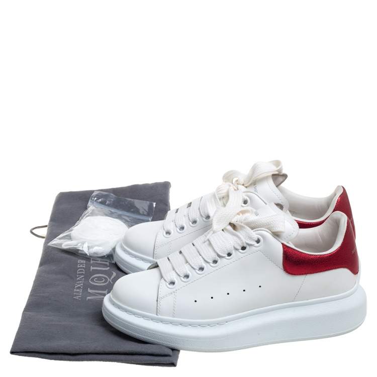 Pre Owned Alexander McQueen White Leather Oversized Low Top Sneakers Size 37.5