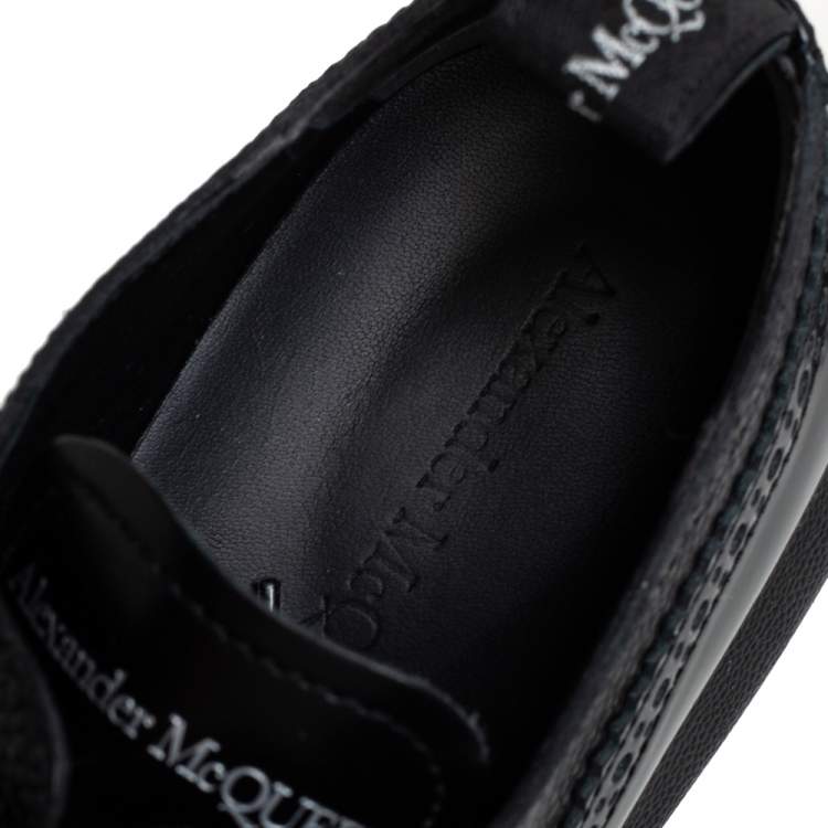 Pre Owned Alexander McQueen Black Brogue Leather Oversized Low Top Sneakers Size 40