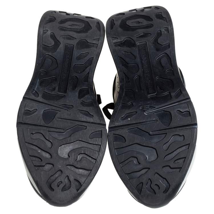 Pre Owned Alexander McQueen Black Leather Larry Sneakers Size 37.5