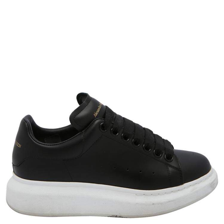 Pre Owned Alexander McQueen Black Leather Larry Sneakers Size EU 37.5 
