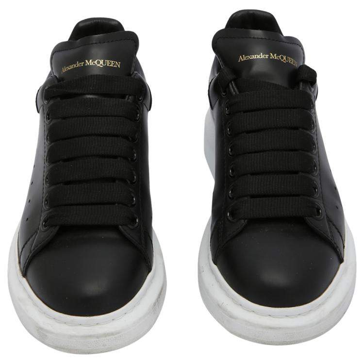 Pre Owned Alexander McQueen Black Leather Larry Sneakers Size EU 37.5 