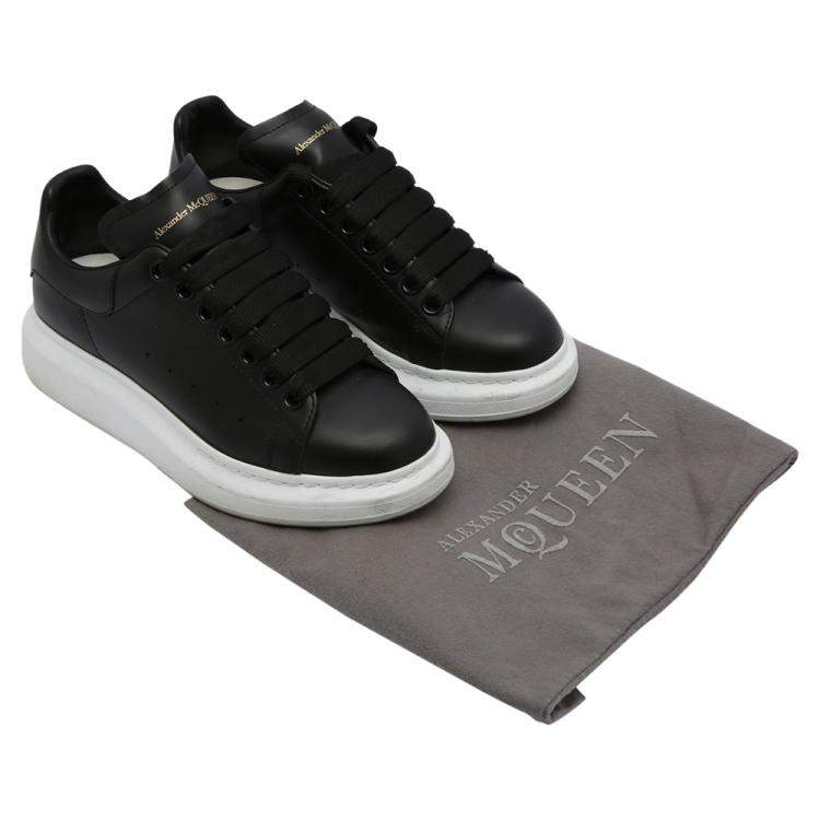 Pre Owned Alexander McQueen Black Leather Larry Sneakers Size EU 37.5 