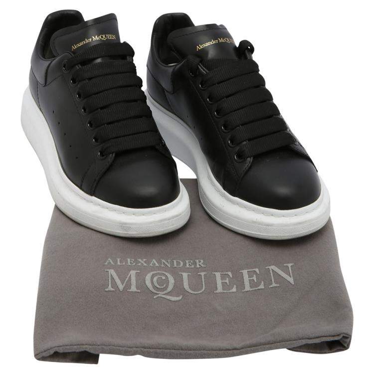 Pre Owned Alexander McQueen Black Leather Larry Sneakers Size EU 37.5 