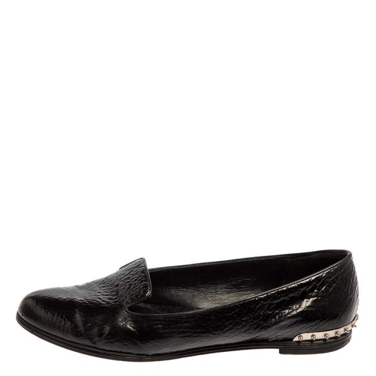 مملوكة مسبقًا Alexander McQueen Black Leather Smoking Slippers Size 41 