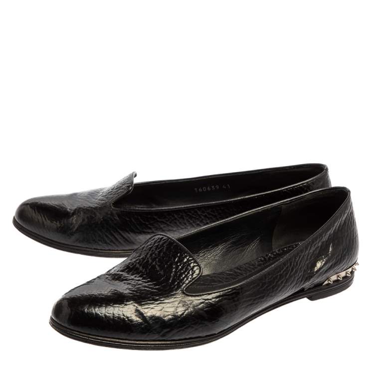 مملوكة مسبقًا Alexander McQueen Black Leather Smoking Slippers Size 41 