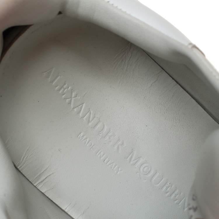 Pre Owned Alexander McQueen White Leather And Suede Lace Up Sneakers Size 39