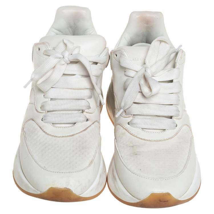 Pre Owned Alexander McQueen White Leather And Suede Lace Up Sneakers Size 39