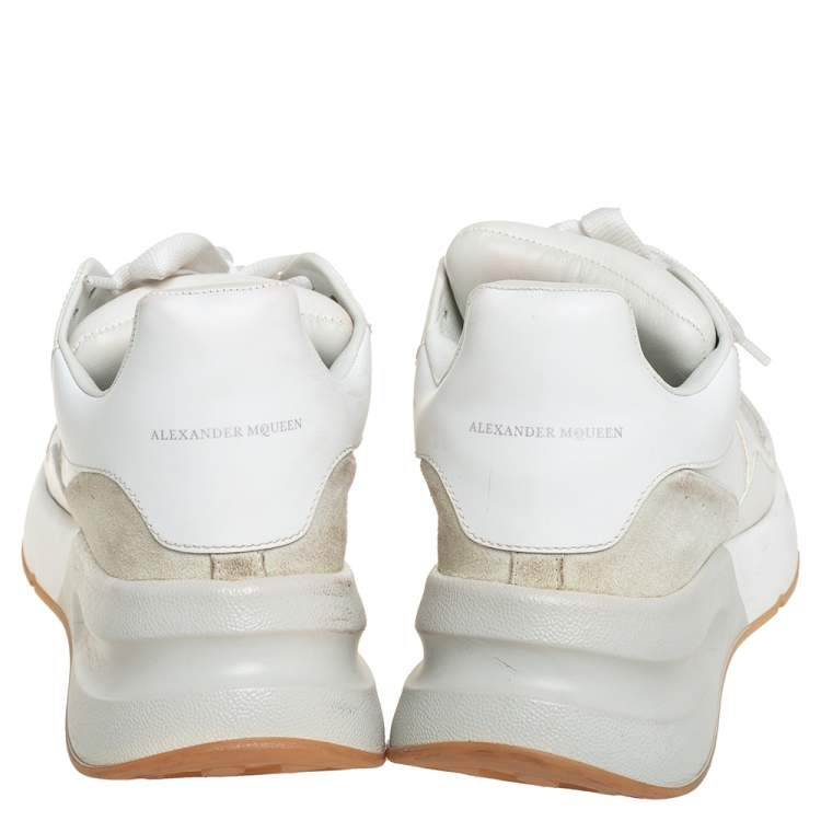 Pre Owned Alexander McQueen White Leather And Suede Lace Up Sneakers Size 39