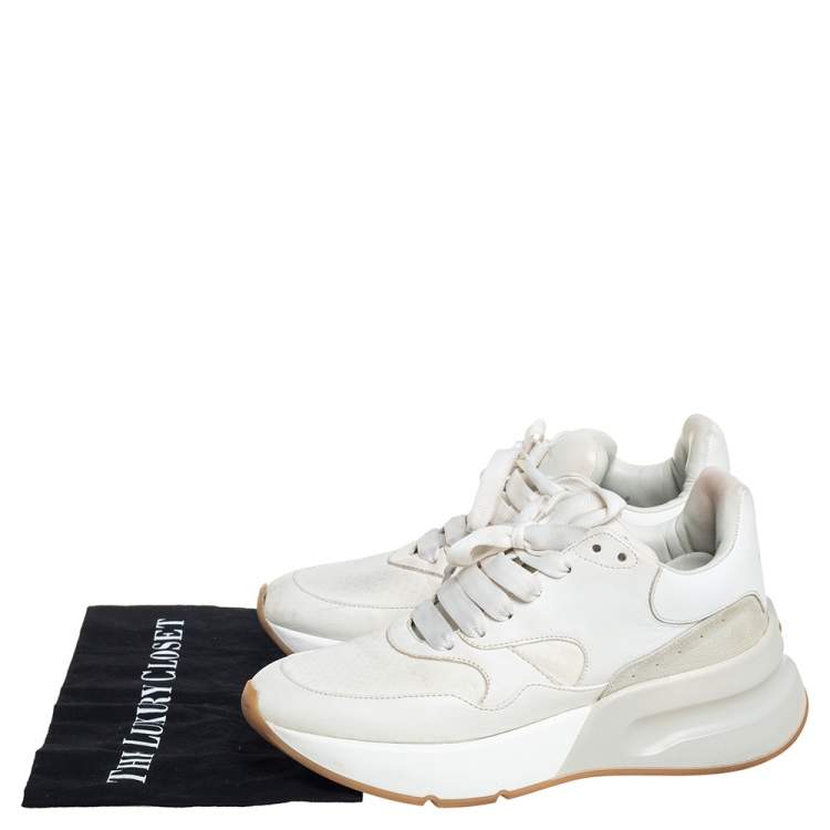Pre Owned Alexander McQueen White Leather And Suede Lace Up Sneakers Size 39