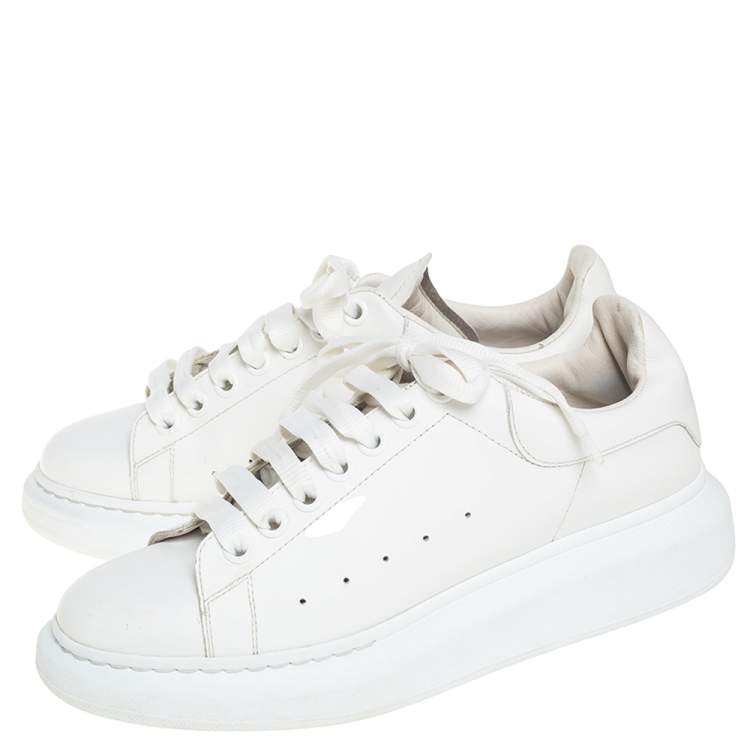 Pre Owned Alexander McQueen Off-White Leather Oversized Sneakers Size 40