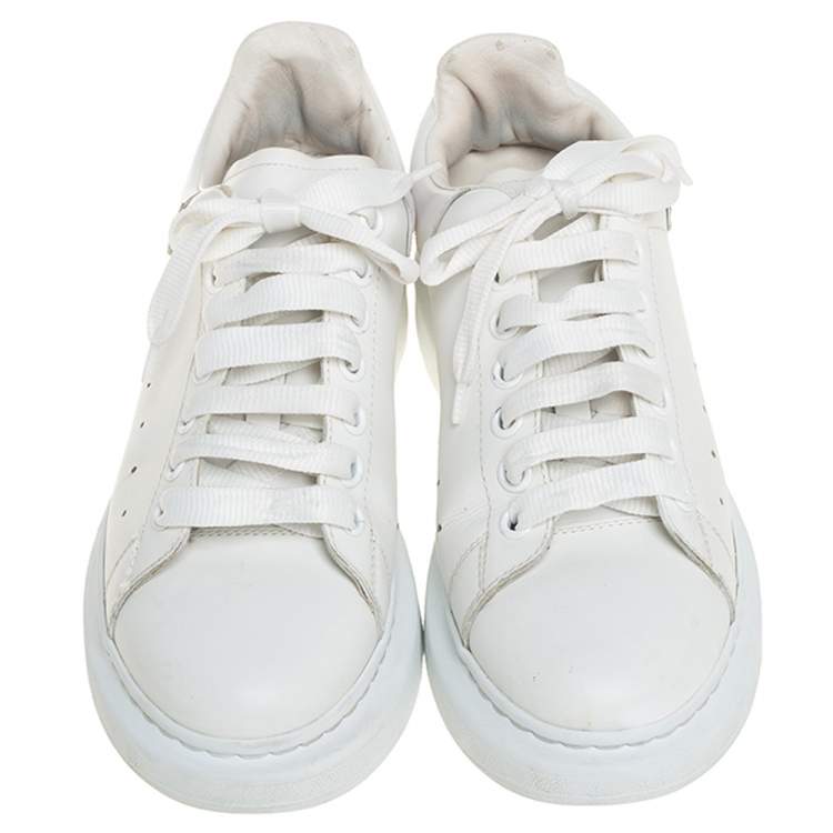 Pre Owned Alexander McQueen Off-White Leather Oversized Sneakers Size 40