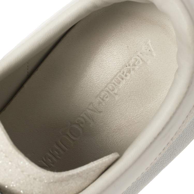 Pre Owned Alexander McQueen Cream White Glitter Runway Sneakers Size 38