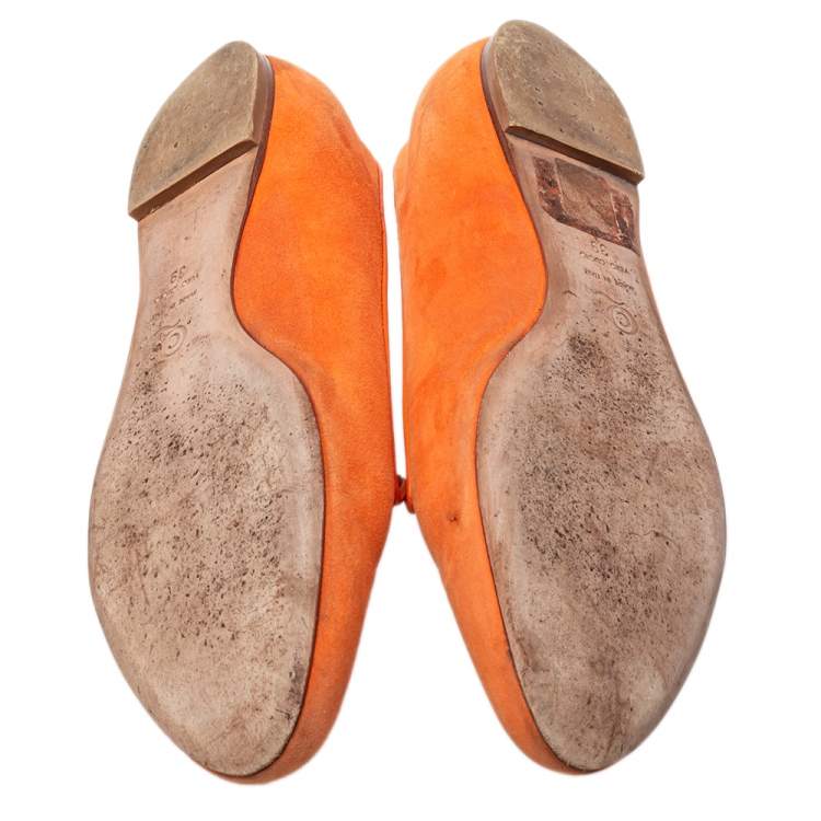 Pre Owned Alexander McQueen Orange Leather And Suede Slip on  Loafers Size 39
