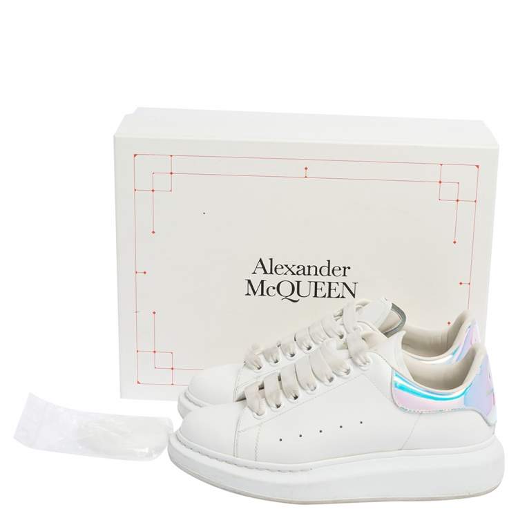 Pre Owned Alexander McQueen White Leather Lace Up Sneakers Size 37