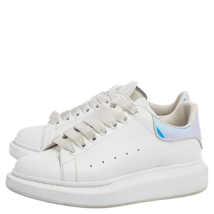 Pre Owned Alexander McQueen White Leather Lace Up Sneakers Size 37