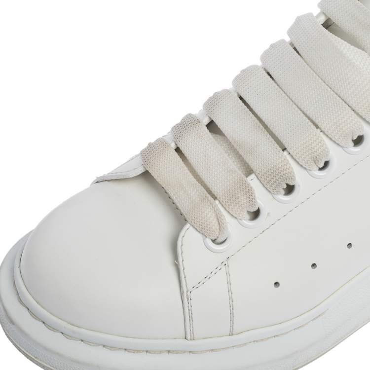 Pre Owned Alexander McQueen White Leather Lace Up Sneakers Size 37