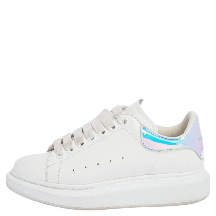 Pre Owned Alexander McQueen White Leather Lace Up Sneakers Size 37