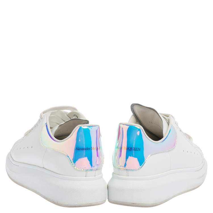 Pre Owned Alexander McQueen White Leather Lace Up Sneakers Size 37