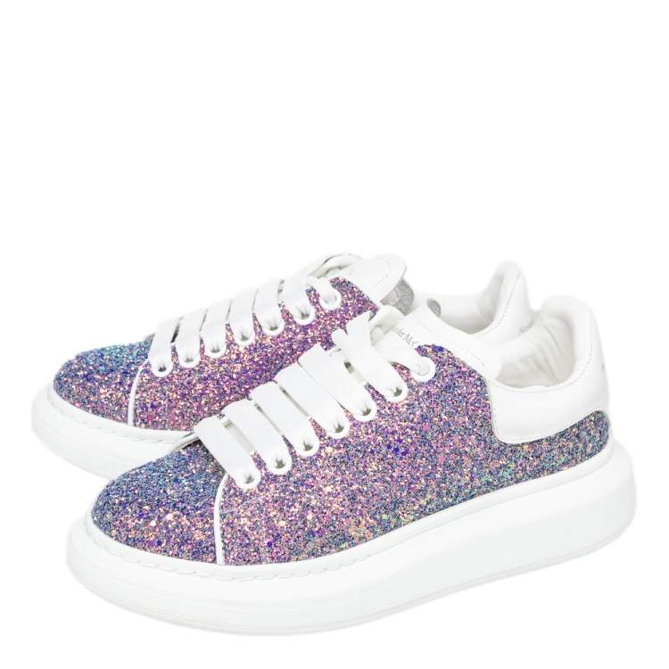 Pre Owned Alexander McQueen Multicolor Glitter Oversized Low Top Sneakers Size 39
