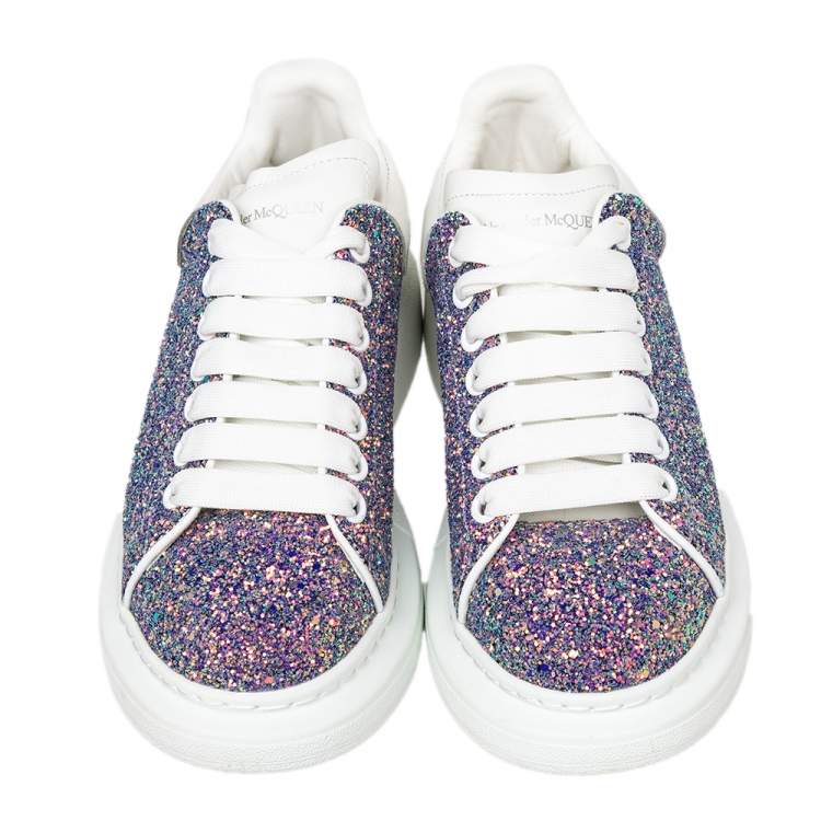 Pre Owned Alexander McQueen Multicolor Glitter Oversized Low Top Sneakers Size 39