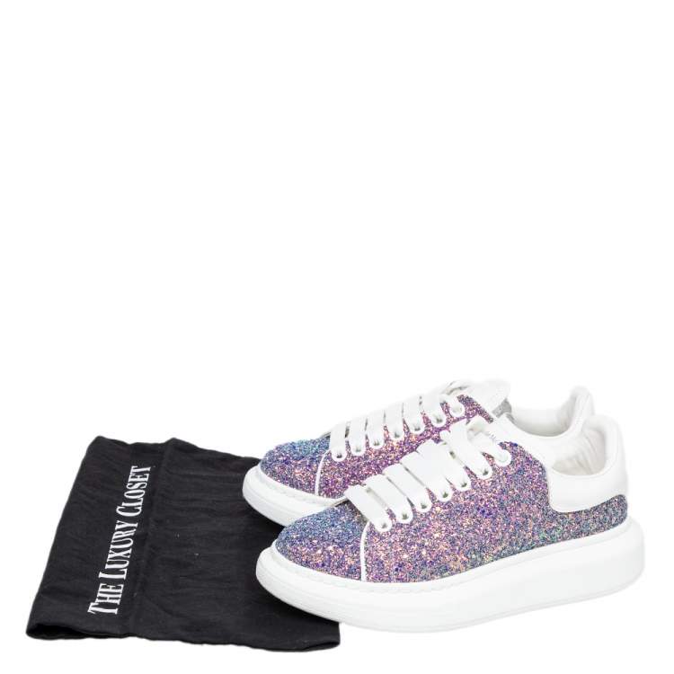 Pre Owned Alexander McQueen Multicolor Glitter Oversized Low Top Sneakers Size 39