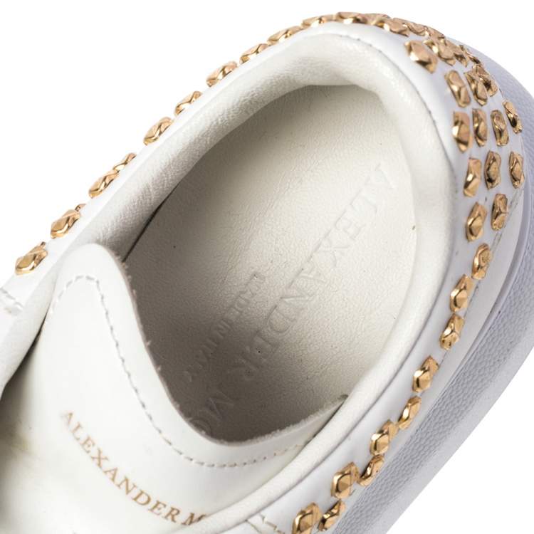 Pre Owned Alexander McQueen White Leather Studded Oversized Sneakers Size EU 35
