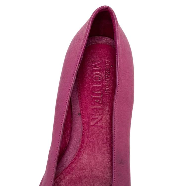 Pre Owned Alexander McQueen Purple Leather Skull Ballet Flats Size 36