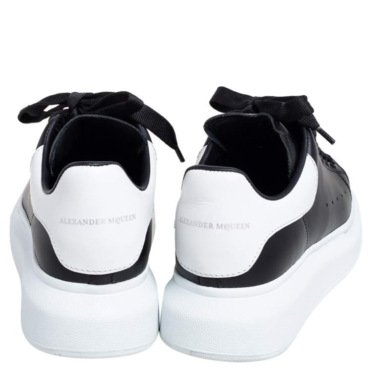 Pre Owned Alexander McQueen Black/White Leather Oversized Sneakers Size 35