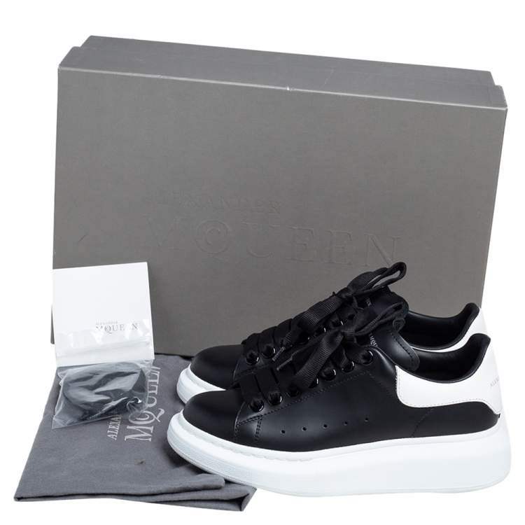 Pre Owned Alexander McQueen Black/White Leather Oversized Sneakers Size 35