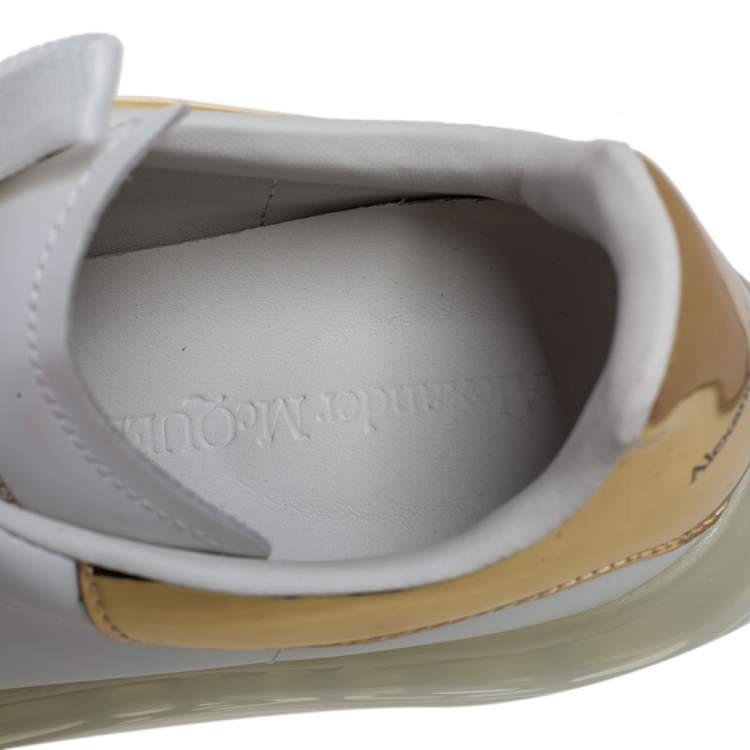 Pre Owned Alexander McQueen White/Gold Oversized Clear Sole Sneakers Size EU 37
