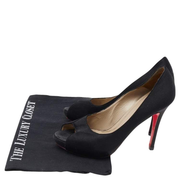 Pre Owned Alexander McQueen Black Satin Peep Toe Pumps Size 36