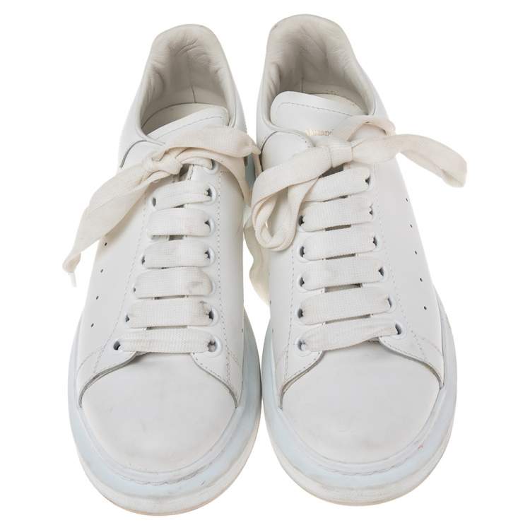 Pre Owned Alexander McQueen White Leather Oversized  Sneakers Size 39