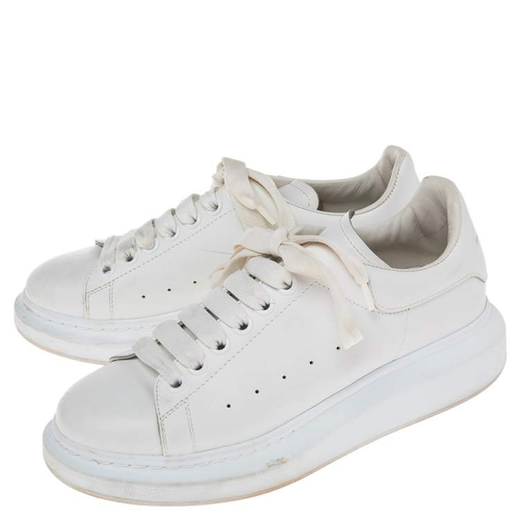 Pre Owned Alexander McQueen White Leather Oversized  Sneakers Size 39