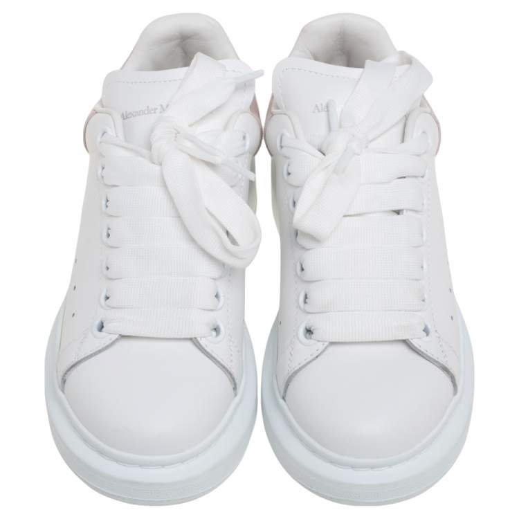 Pre Owned Alexander McQueen White Leather Oversized Low Top Sneakers Size 34