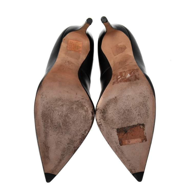 Pre Owned Alexander McQueen Black Leather Pointed Toe Pumps Size 39