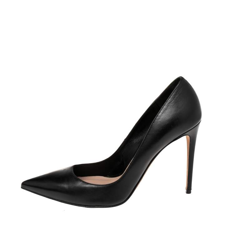 Pre Owned Alexander McQueen Black Leather Pointed Toe Pumps Size 39