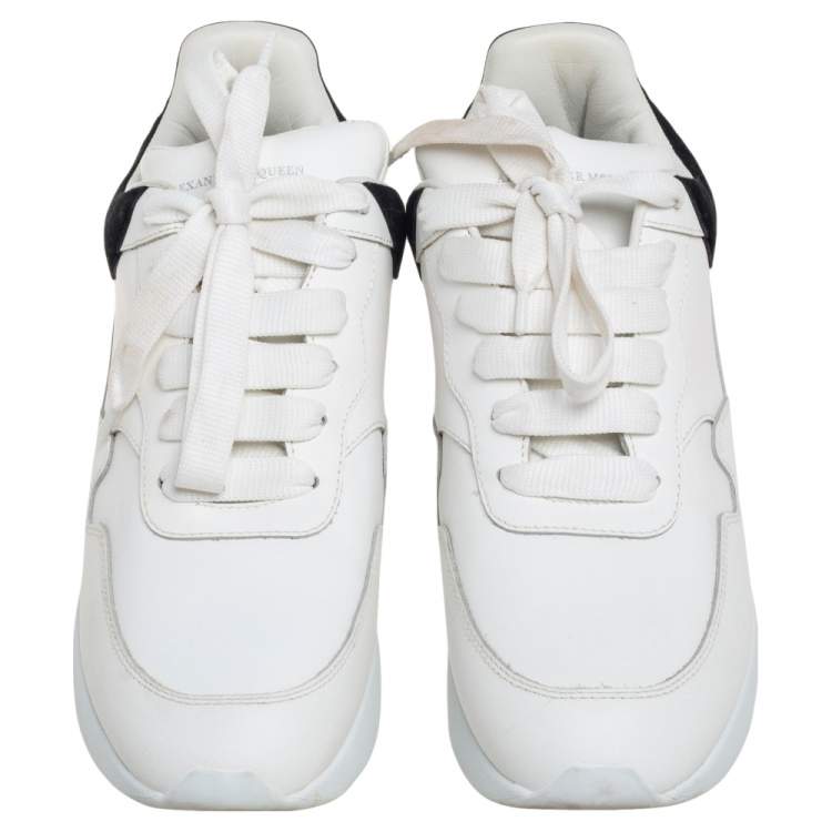 Pre Owned Alexander McQueen White Leather Larry Oversized Sneakers Size 38.5