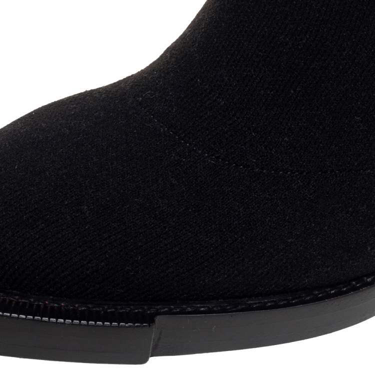 Pre Owned Alexander McQueen Black Knit Stretch Fabric Sock Boots Size 39