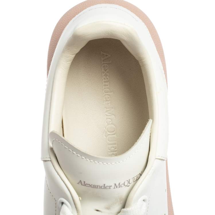 Pre Owned Alexander McQueen White/Pink Leather Oversized Sneakers Size 40