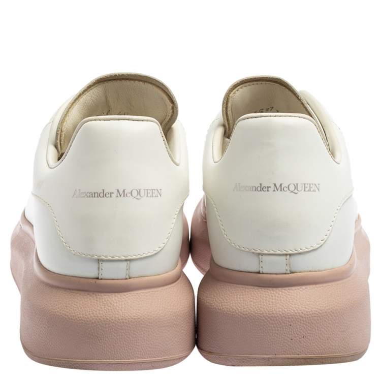 Pre Owned Alexander McQueen White/Pink Leather Oversized Sneakers Size 40