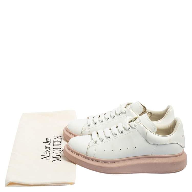 Pre Owned Alexander McQueen White/Pink Leather Oversized Sneakers Size 40