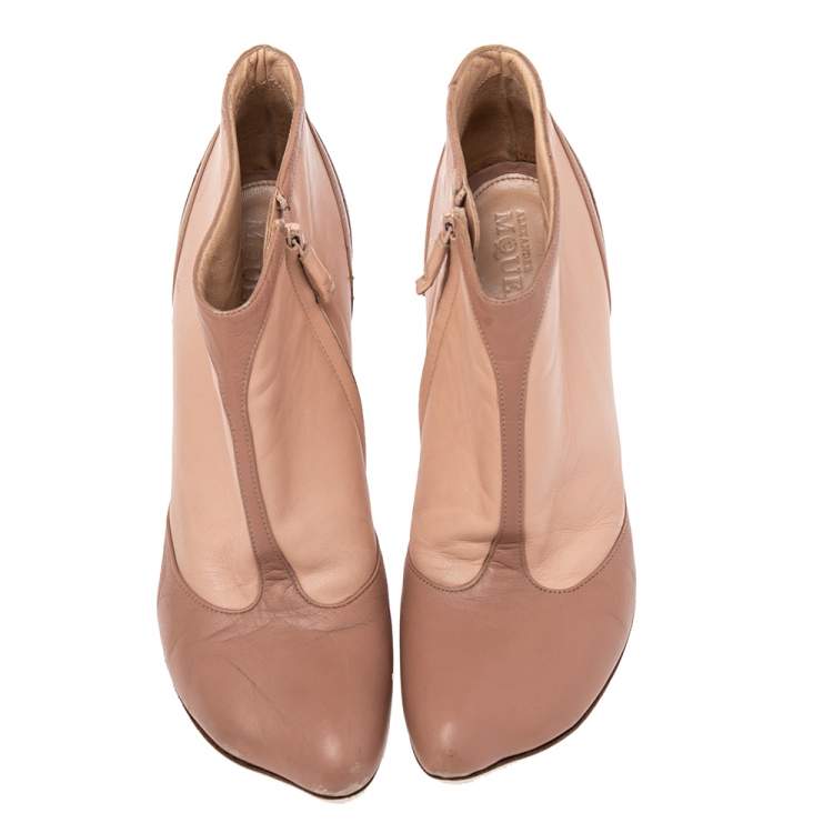Pre Owned Alexander McQueen Beige Leather Size Zipper Booties Size 39