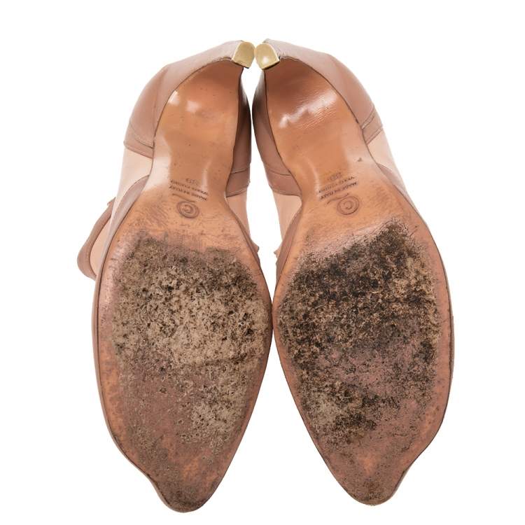 Pre Owned Alexander McQueen Beige Leather Size Zipper Booties Size 39